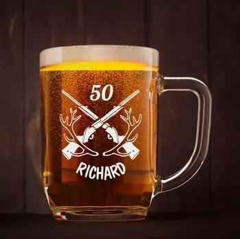 Sklenice Půllitr s pískovaným motivem "MYSLIVOST" (Do poznámky v nákupním košíku napište požadované požadované jméno a číslo)