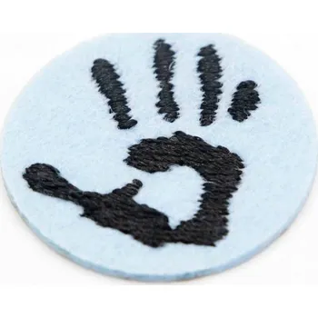 Nášivka Nažehlovací záplata - obtisk ruky - modrá - průměr 2,7 cm