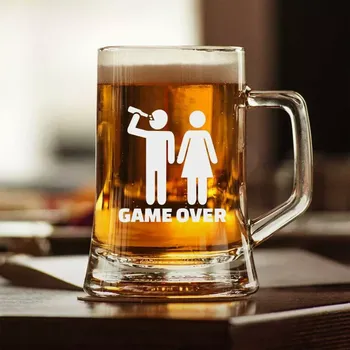 Sklenice Půllitr s pískovaným motivem "GAME OVER"