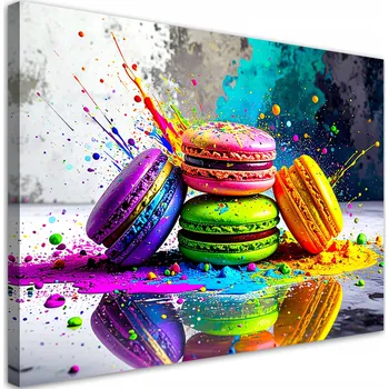 Obraz Moderní obraz do kuchyně a jídelny, Makronky Cukroví Abstrakce 60x40
