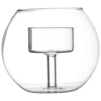 Svícen Designový skleněný svícen Ina Round 13 cm