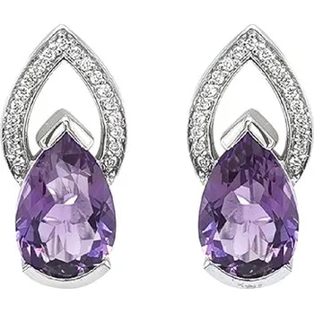 Náušnice Zlaté Náušnice s Ametysty a Diamanty 2020699