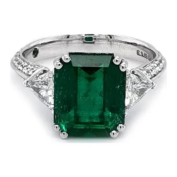 Prsten Zlatý Prsten se Smaragdem a Diamanty 2011661