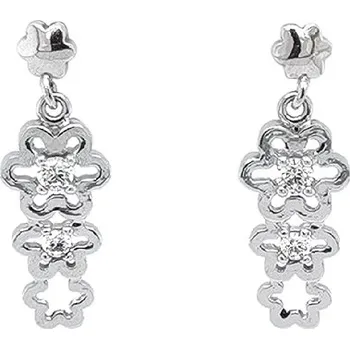 Náušnice Náušnice z Bílého Zlata s Květinovým Vzorem a Třpytem Zirkonů 7120267