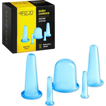 Masážní přístroj 4FIZJO Sada silikonových čínských baněk FACE+, modrá