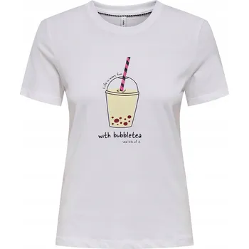 Only Dámské Tričko ONLY-15349901 BRIGHT WHITE BUBBLETEA Bílé