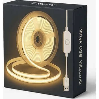 LED páska LED pásek COB k TV Monitoru USB Konektor Spínač Teplá/Studená bílá 2m