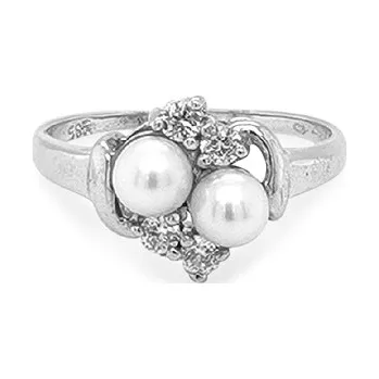 Prsten Zlatý Prsten s Perlou a Zirkony 7131523