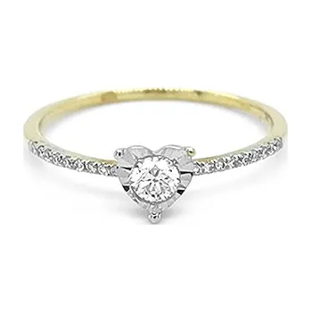 Prsten Zlatý Zásnubní Prsten s Diamanty 2011229