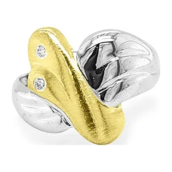 Prsten Zlatý Prsten se Zirkony z Kombinovaného Zlata 7130477