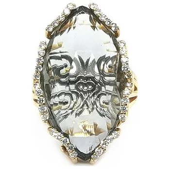 Prsten Zlatý Prsten s Prasolitem a Diamanty M120001