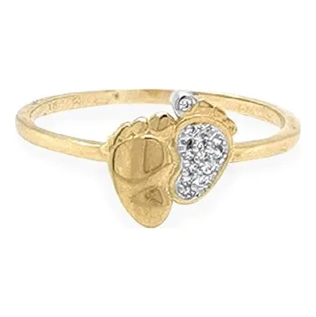 Prsten Zlatý Prsten Dětské Nožičky se Zirkony 7131664