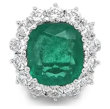 Prsten Zlatý Prsten se Smaragdem a Diamanty 2011655