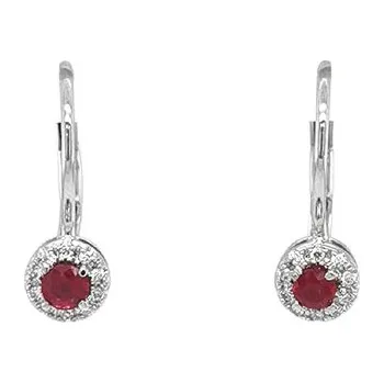 Náušnice Zlaté Náušnice s Rubíny a Diamanty 2020576