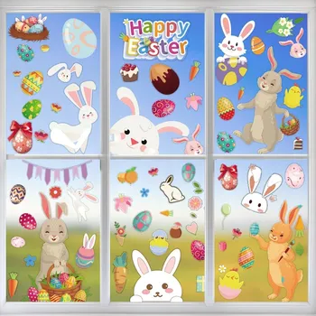 Velikonoční dekorace 109x VELIKONOČNÍ NÁLEPKY NA OKNO, VELIKONOČNÍ VAJÍČKA, Velikonoce ZAJÍČCI, DEKORACE VELKÉ