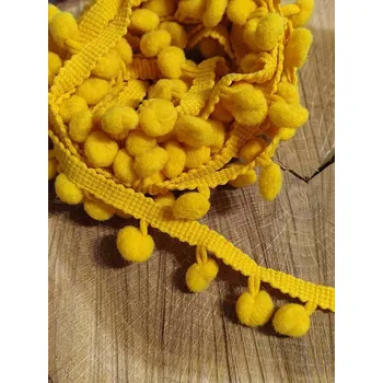 Prýmek šíře 20 mm s bambulkami Ø10 mm barva žlutá tmavá