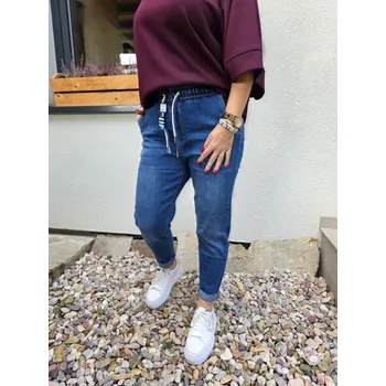 Dámské džíny Pružné džíny v pase na gumu modré Velikost: 44