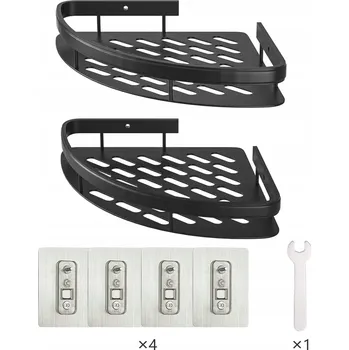 Nástěnná police do sprchy bez vrtání, sada 2 ks