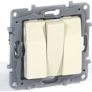 vypínač Trojitý vypínač pod omítku Legrand, béžové odstíny 664603