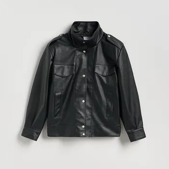 Reserved - Oversize bunda z napodobeniny kůže - černý - 757HD-99X - 757HD-99X-L