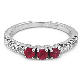 Prsten Zlatý Prsten s Rubíny a Diamanty 2010654