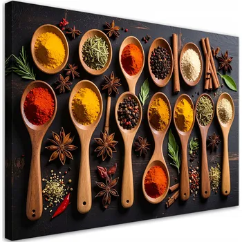 Obraz Obraz do kuchyně, Dřevěné lžíce s kořením 100x70