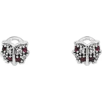 Náušnice Náušnice ve Tvaru Berušky z Bílého Zlata se Zirkonoý 7121026