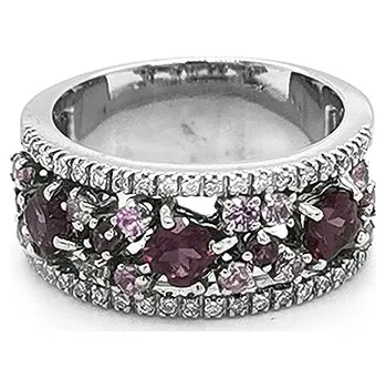 Prsten Zlatý Prsten s Ametysty a Diamanty