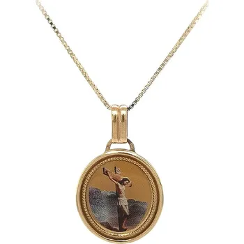 Přívěsek Medailon z Leštěného Žlutého Zlata s Vyobrazením Krista na Kříži 7150421