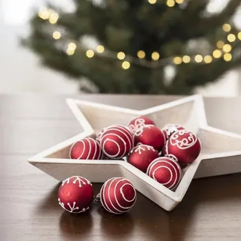 Vánoční dekorace Koule 3cm-12ks, červené s ornamenty