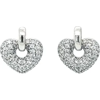 Náušnice Náušnice Srdce se Zirkony z Bílého Zlata 7122811