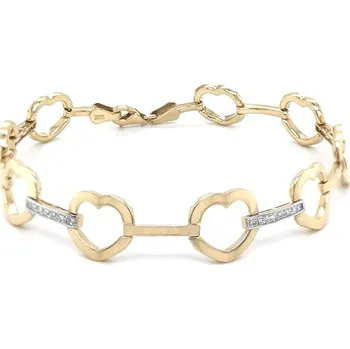 Náramek Zlatý Dámský Náramek Srdce se Zirkony 7010063