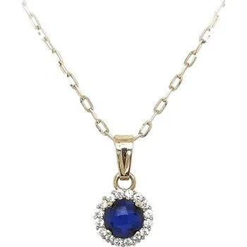 Přívěsek Zlatý Přívěsek s Modrým Kamenem 7150604