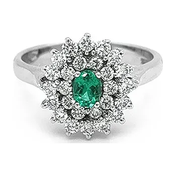 Prsten Zlatý Prsten se Smaragdem a Diamanty 2010523