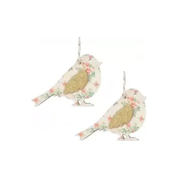 Velikonoční dekorace Ptáček dřevěný na zavěšení 8 x 5 x 0,5 cm, 2 ks