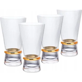 Sklenice Vysoké Sklenice na nápoje a koktejly LUXITO Strips Gold Ring 300ml 6 Ks