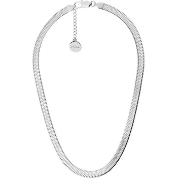 Náhrdelník Manoki Ocelový náhrdelník Monica 6.5 mm plochý had, chirurgická ocel WA567 Stříbrná 43 cm + 5 cm (prodloužení)