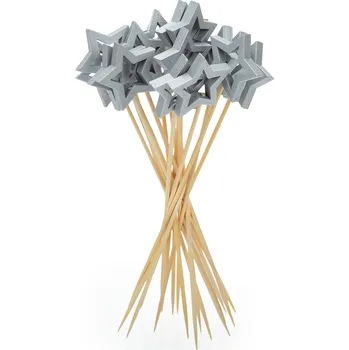 Obraz Ozdobné tyčinky na jednohubky, chuťovky a finger food 12 cm HVĚZDA 100 kusů