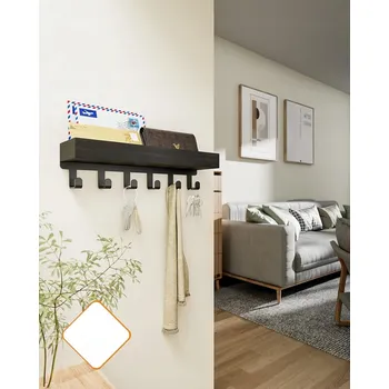 Věšák VĚŠÁK NA KLÍČE SWTYMIKI DŘEVO KOV 25 CM ČERNÝ RUSTIKÁLNÍ