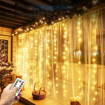 Vánoční dekorace SVĚTELNÝ ZÁVĚS LED 3x3 m, 300 LED DIOD, VÁNOČNÍ GIRLANDA NA OKNO, DEKORACE NA STROMEČEK