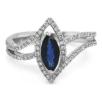 Prsten Zlatý Prsten se Safírem a Diamanty 2010593