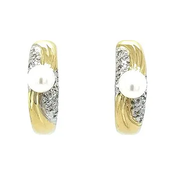 Náušnice Zlaté Náunšice s Perlou a Zirkony 7120433