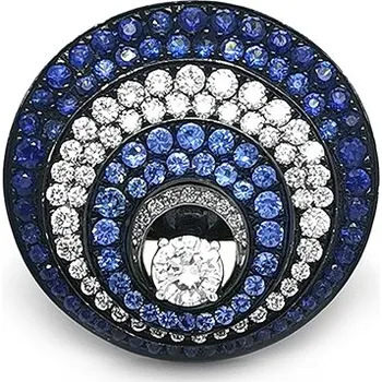 Prsten Zlatý Prsten se Safíry a Diamanty 2010394