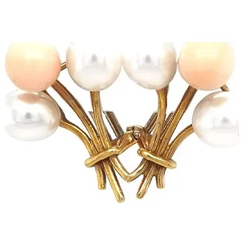 Náušnice Zlaté náušnice s korály a perlami 7210002