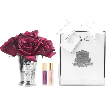 Aroma difuzér Côte Noire Silver Goblet kytice 7 parfémovaných růží Carmine Red
