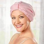 Turban na vysoušení vlasů růžová 22,5 x 20 cm. Jednotná velikost.