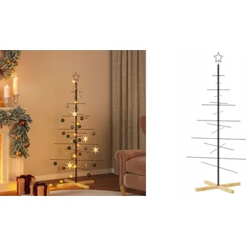 Vánoční stromek Kovový vánoční stromek s dřevěným podstavcem, černý, 150 cm