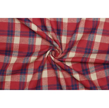 Flanel směsový - Červeno béžovo modré káro - 8131