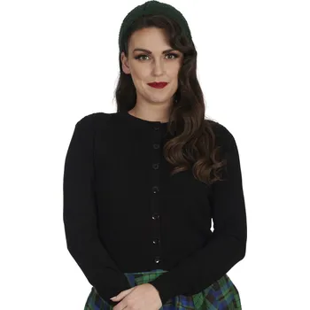 Dámský svetr Banned Retro krátký kardigan Sylvia - Black Velikost: XL (UK 16)