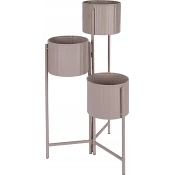 Květináč DRŽÁK NA KVĚTINÁČ LOFT KOVOVÝ NA 3 KVĚTINÁČE BÉŽOVÝ 39 X 29 X 68 CM TAUPE
